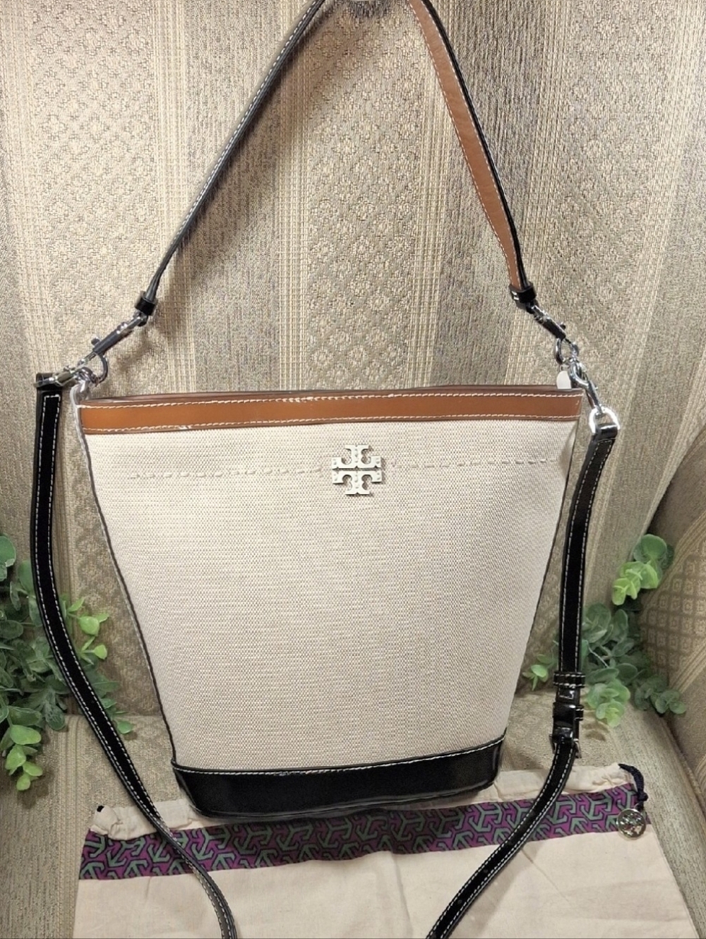 Tory Burch Mcgraw Canvas Bucket Bag